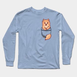 Pocket Cute Pomeranian Long Sleeve T-Shirt